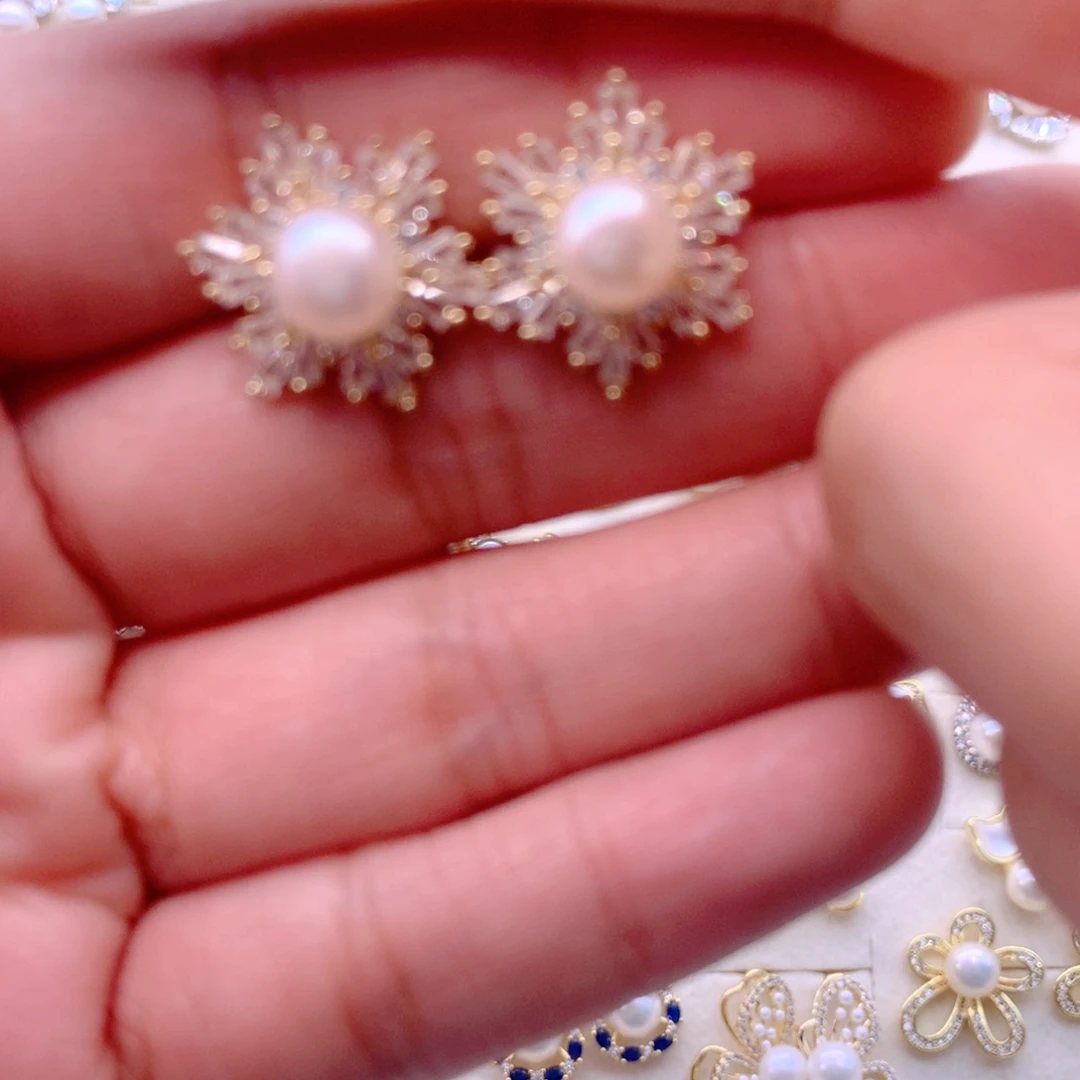 淡水珍珠耳饰合金