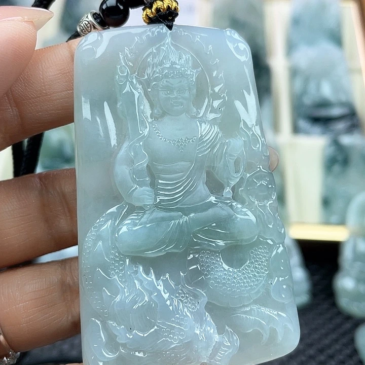 颈饰未镶嵌翡翠天然翡翠A货玉龙不动明王