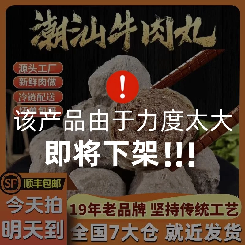 今天拍 明天到】潮汕特产正宗牛肉丸顺丰包邮 牛筋丸爆汁筋道火锅烧烤肉丸