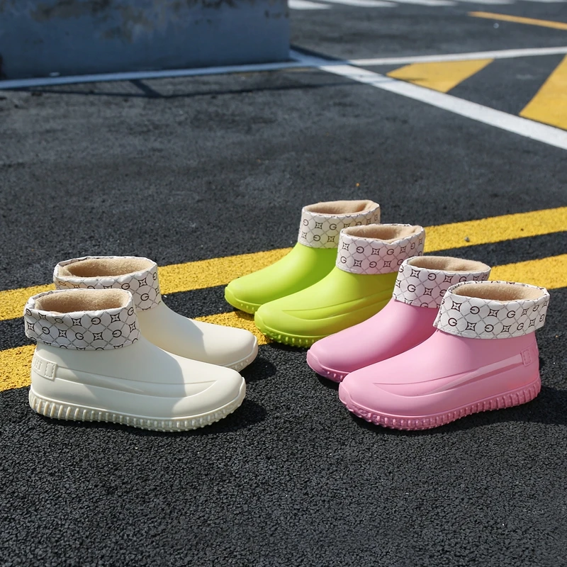 女短筒新款运动防水休闲外穿加绒水鞋防滑轻便保暖雨鞋雨靴女款