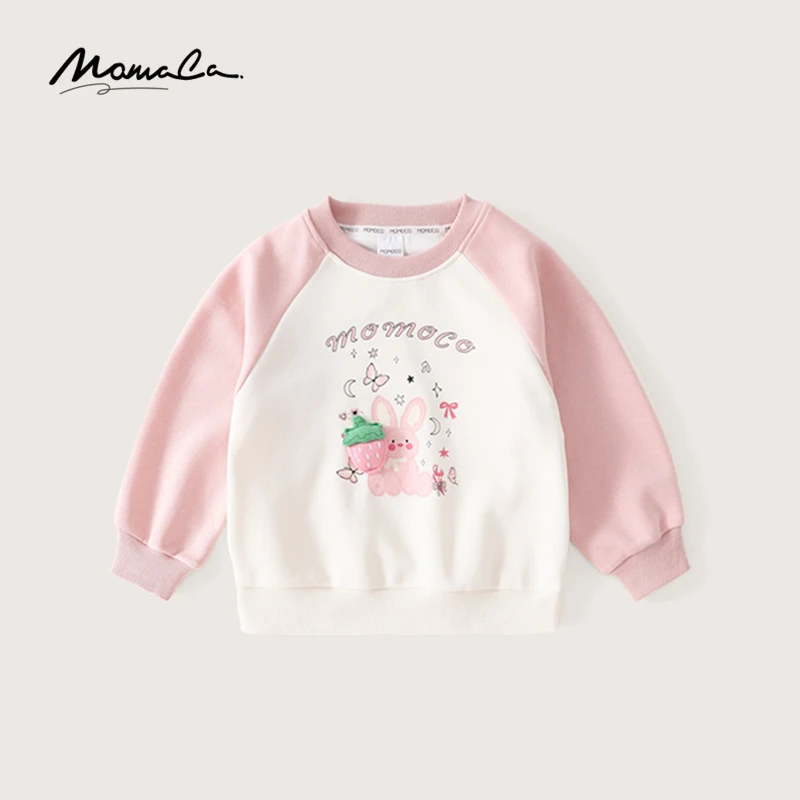 MOMOCO欧若风春季女童撞色插肩袖甜美小兔子卫衣77580232005