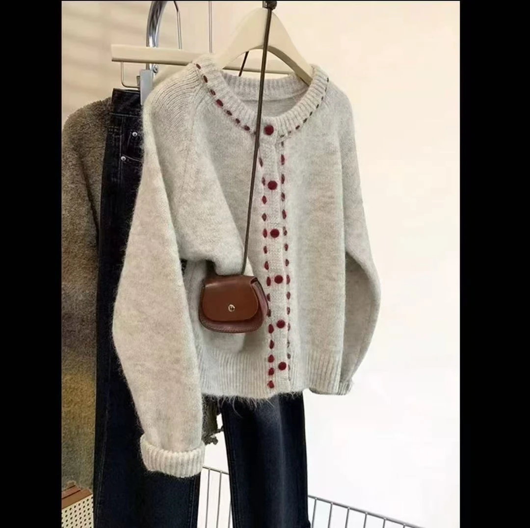 【秋季上新】圆领常规款韩版毛针织衫厚款针织上衣春季冬季96165