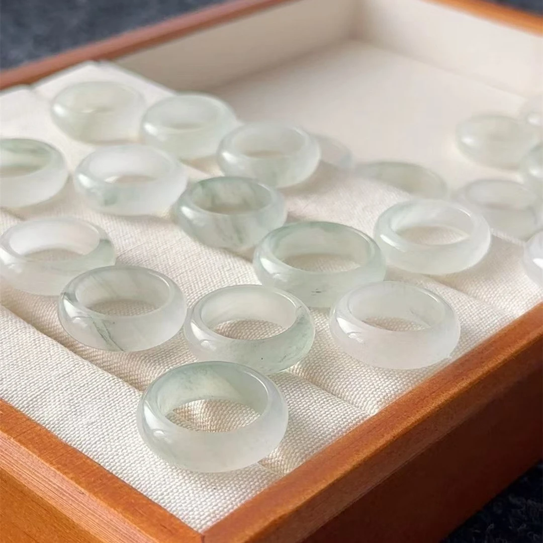 冰种飘戒圈男女款细指环情侣对戒玉石尾戒手饰