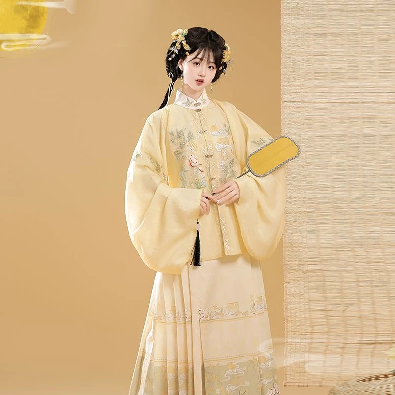 【桂花兔】明制汉服女立领重工刺绣补服琵琶袖印花马面裙新款秋冬款