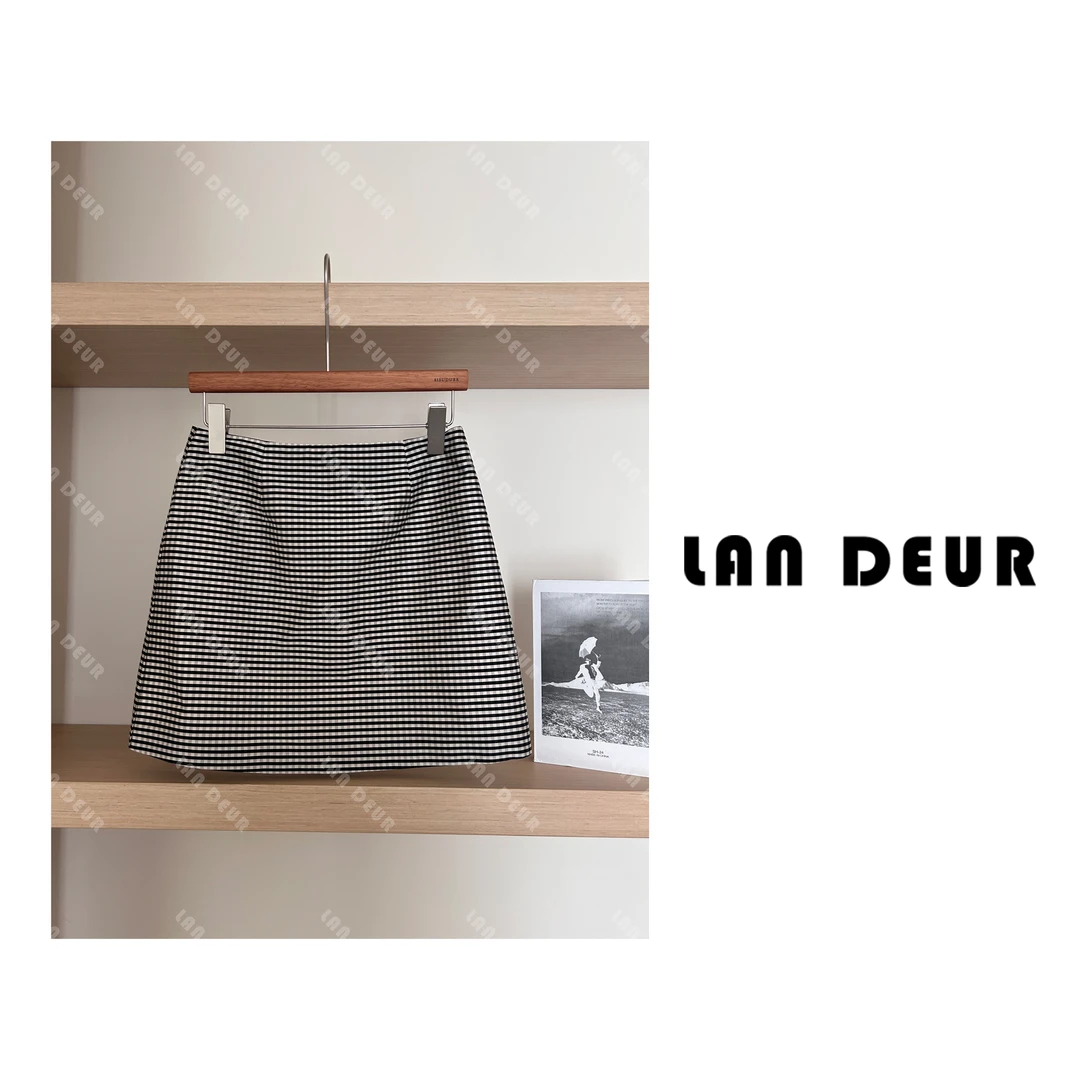 JIUJIU【迷失海岸】莱赛尔气质时尚休闲百搭通勤夏季黑色条纹半身裙