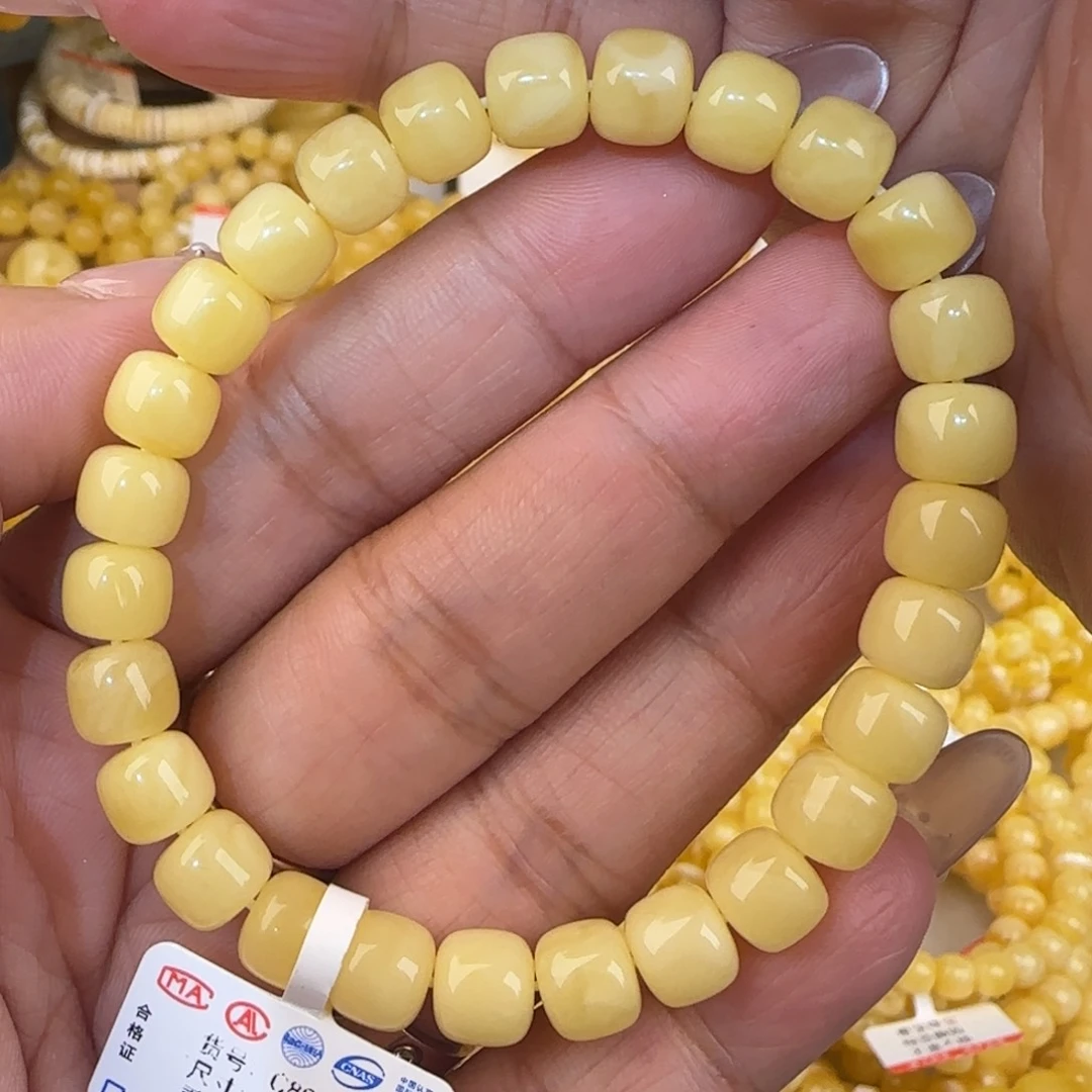 未镶嵌蜜蜡手链奶白老型手串