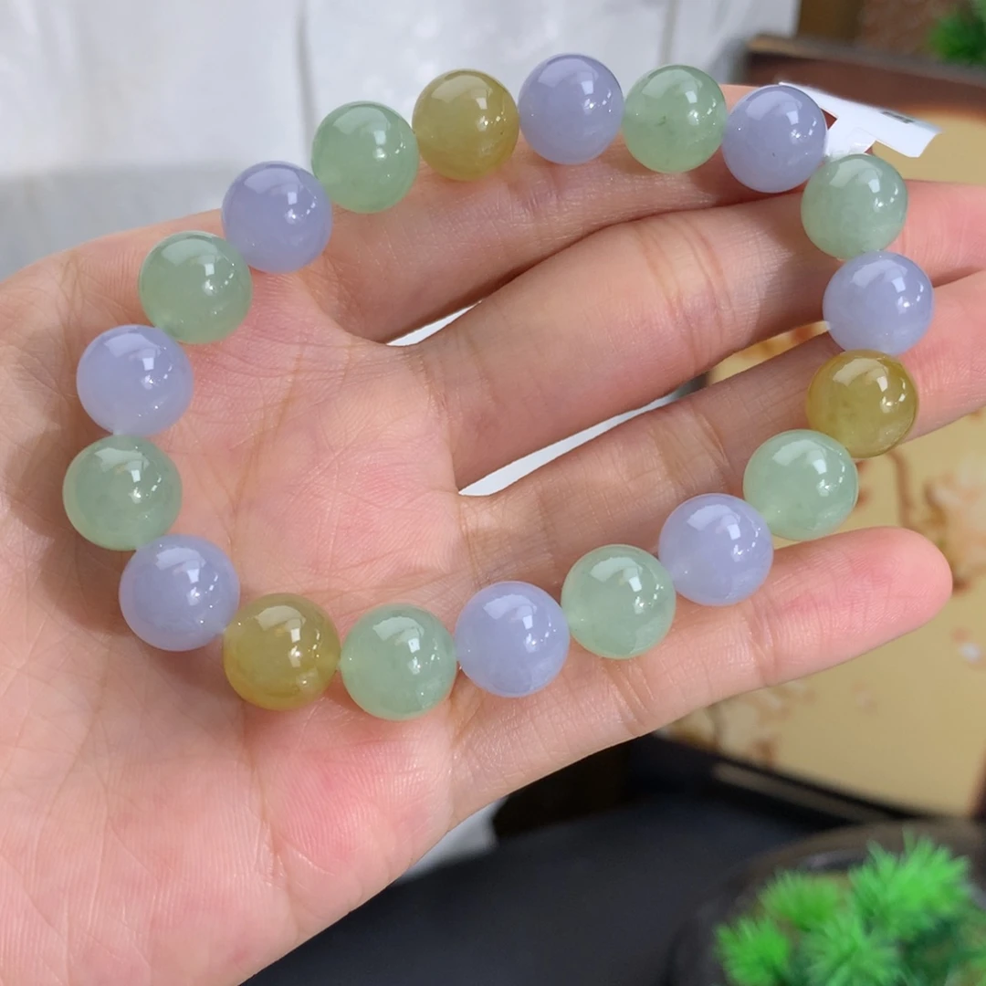 翡翠未镶嵌手串卡10胶润多宝手串
