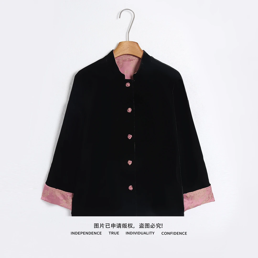 温温【楼兰夹棉款】M红人上新棉服丝绒提花双面穿外套女冬棉衣10191