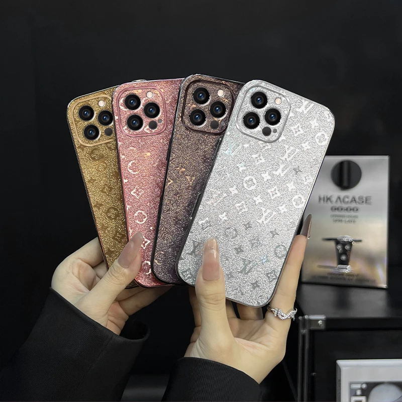 适用【苹果/oppo/华为/vivo/小米】电镀潮牌渐变闪粉轻奢防摔手机壳