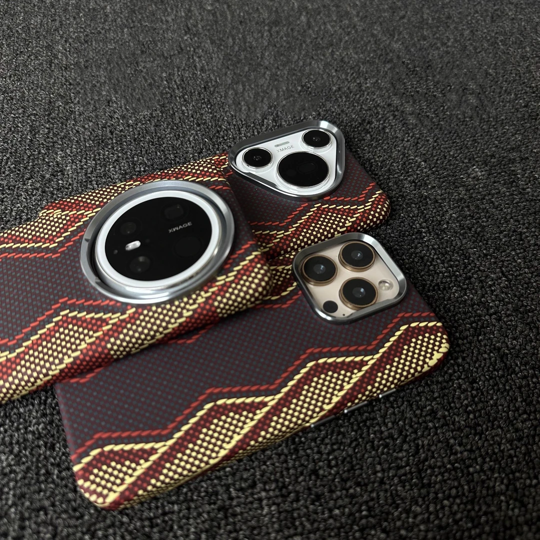 超薄碳纤维纹适用苹果16磁吸手机壳华为Mate70磨砂Pura70凯夫拉纹