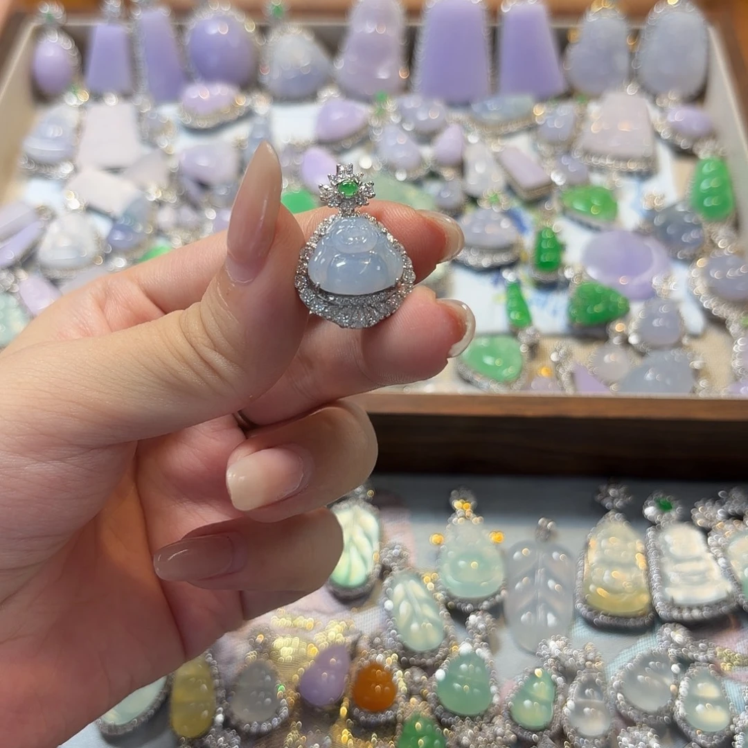 翡翠银S925镶嵌吊坠(不含链)