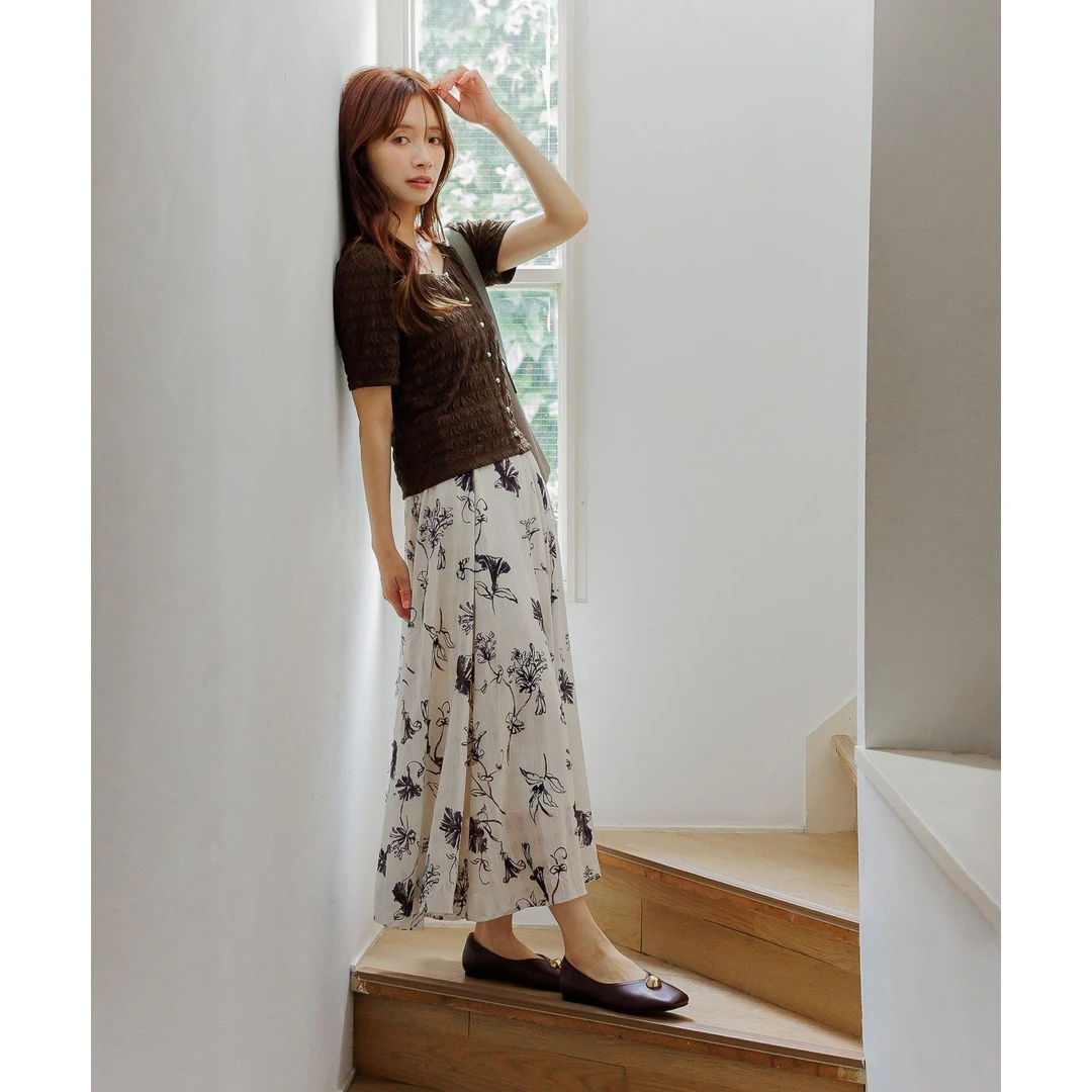 【胖虎家】秋季新款 M 田园风优雅半裙气质高腰印花百褶半身裙