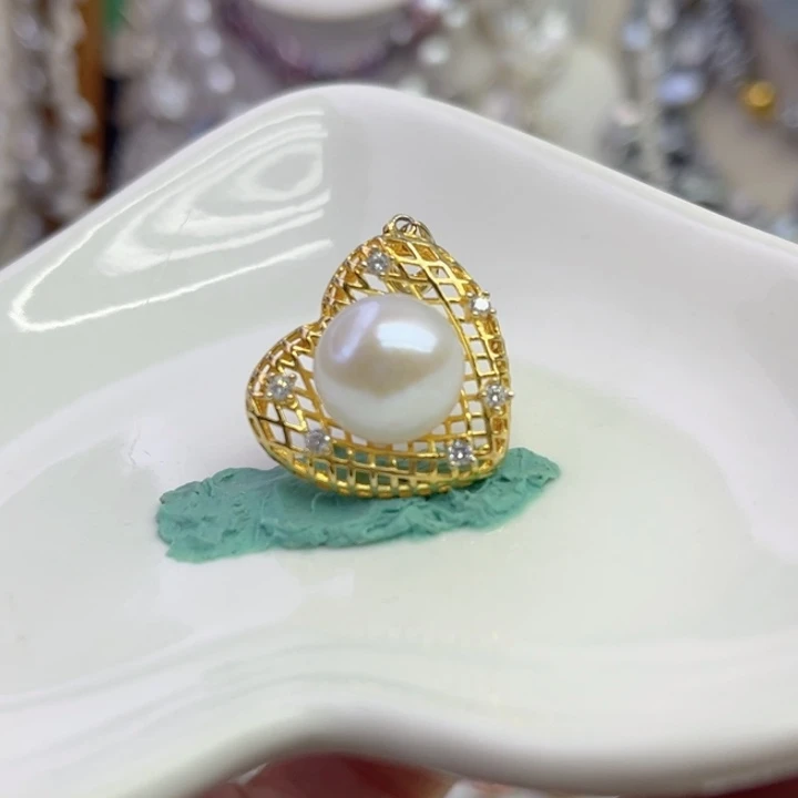 淡水珍珠银S925镶嵌吊坠(不含链)