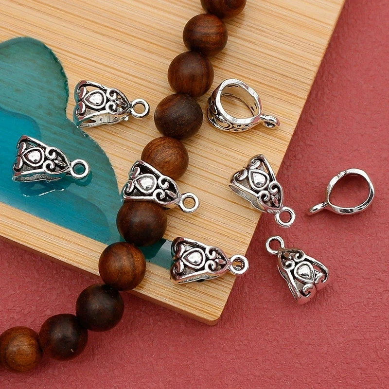 古风做旧古银色三通隔珠吊坠扣 手作项链手串连接扣 DIY饰品配件