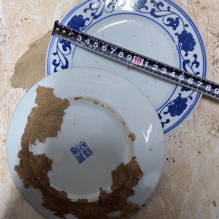 陶摆件2个17.5厘米芙蓉花平盘