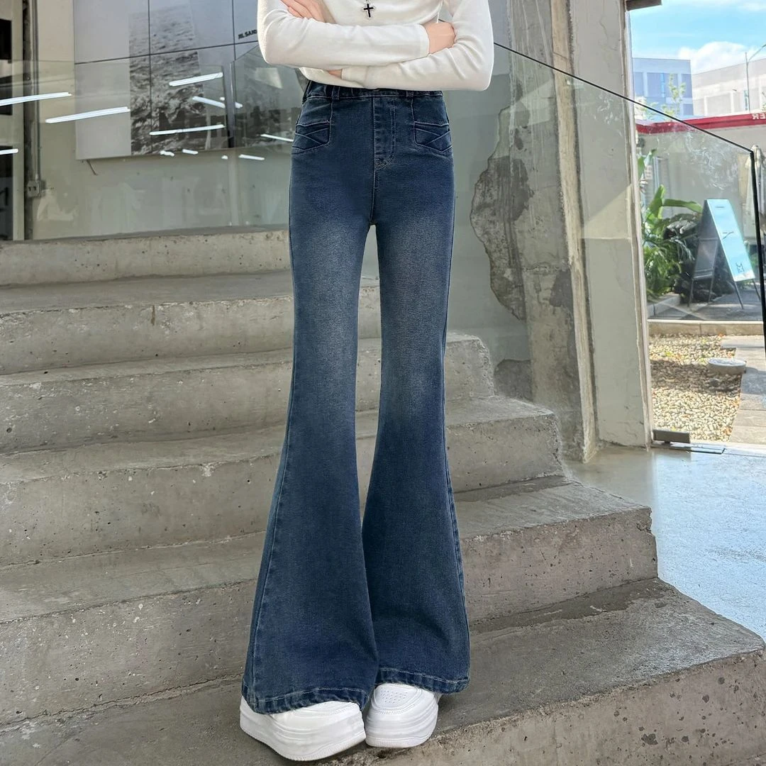 女童牛仔喇叭裤春秋款2025新款儿童时髦休闲裤中大童网红裤子秋装