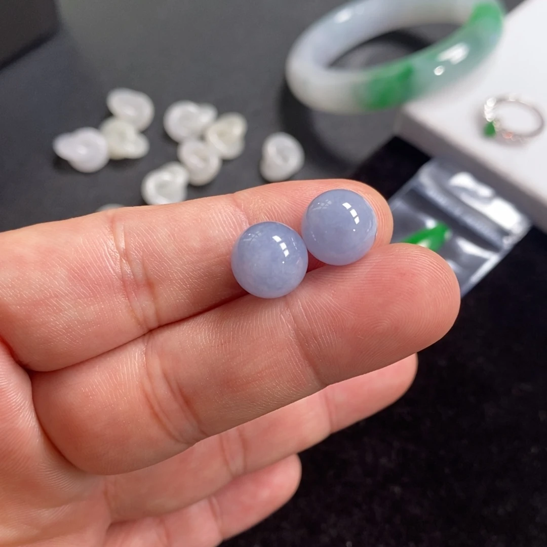 翡翠裸石蓝紫珠子