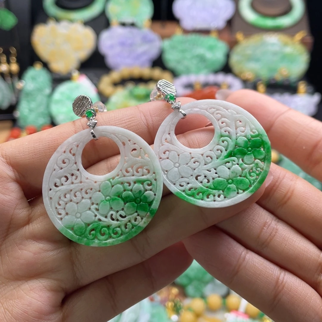 翡翠未镶嵌耳饰代编织