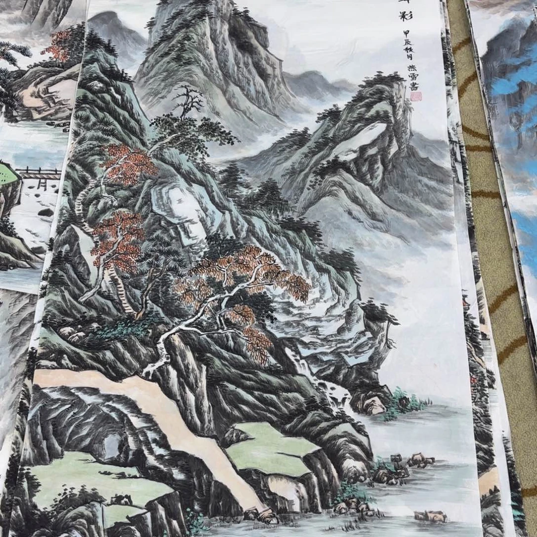 国画梁艳雪4尺斗方山水马