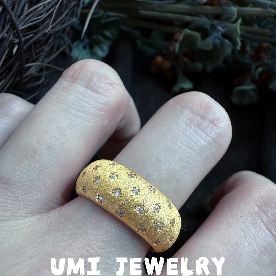 925银合成锆石戒指 UMI家轻珠宝满天星拉丝高级感时尚vintage高级