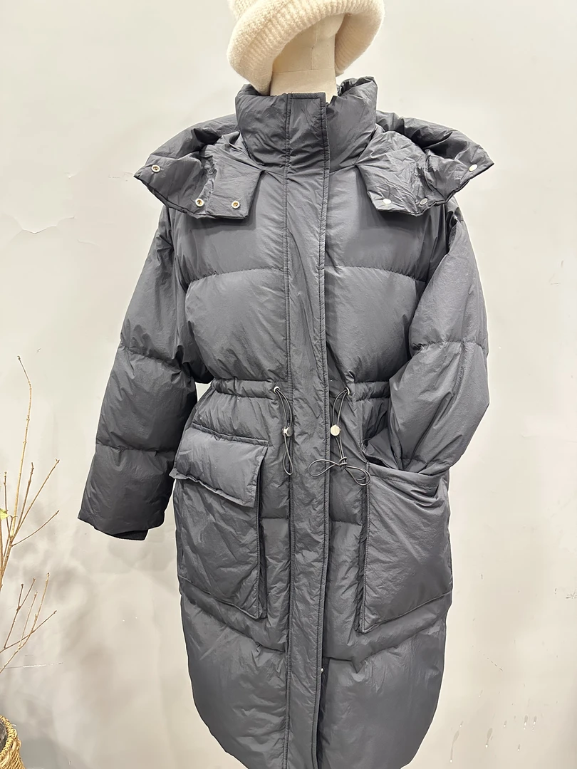 中长款厚女极简风长款连帽韩版加厚设计师休闲带帽女装