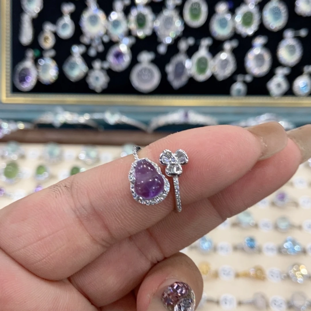 紫晶戒指银S925镶嵌