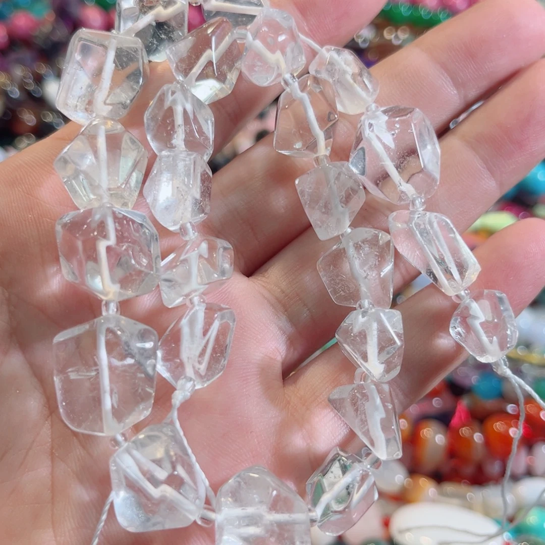 玛瑙/玉髓合金珠宝半成品白水晶万切一条