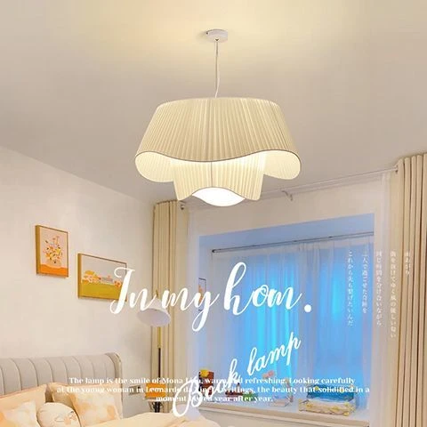 奶油风法式中古吊灯北欧ins布艺设计艺术主卧灯具卧室灯客厅主灯