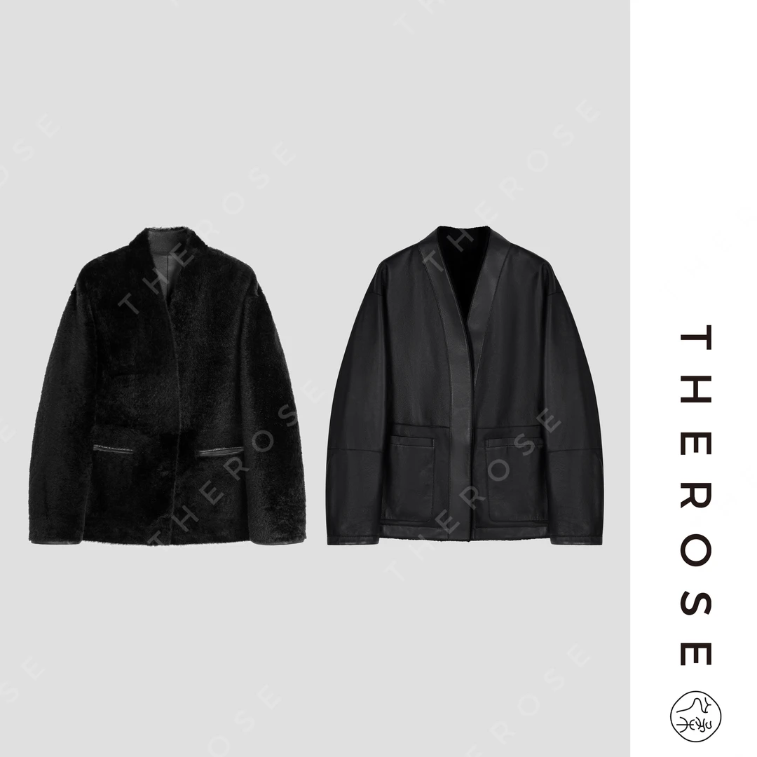 之柔【星河逐梦】西班牙进口拉贡LACON皮毛一体外套两面穿气质上衣