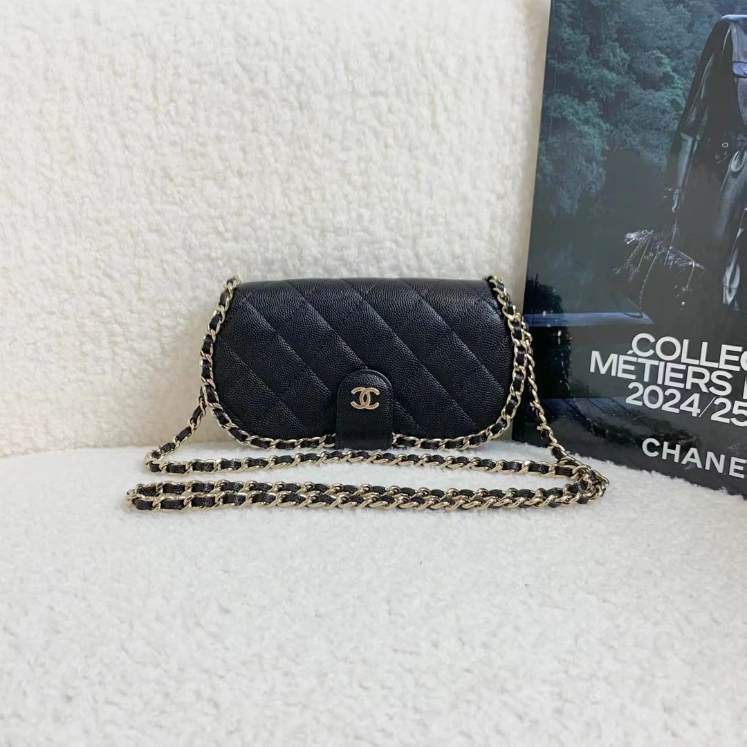 99新 Chanel/香奈儿 壹臻/22P黑金牛滚边眼镜包 31开 80304490