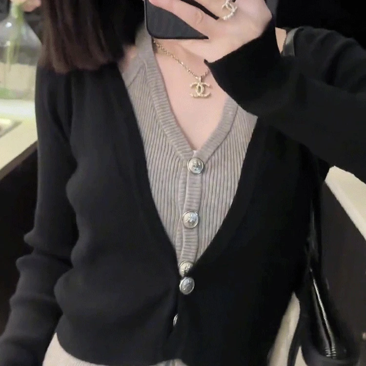 秋季辣妹修身显瘦假两件挂脖长袖T恤纯欲风性感百搭小众上衣ins女