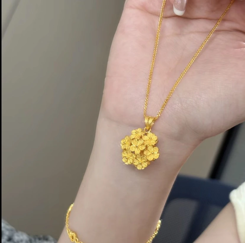 吊坠足银 高级感双层花团锦簇项链1123