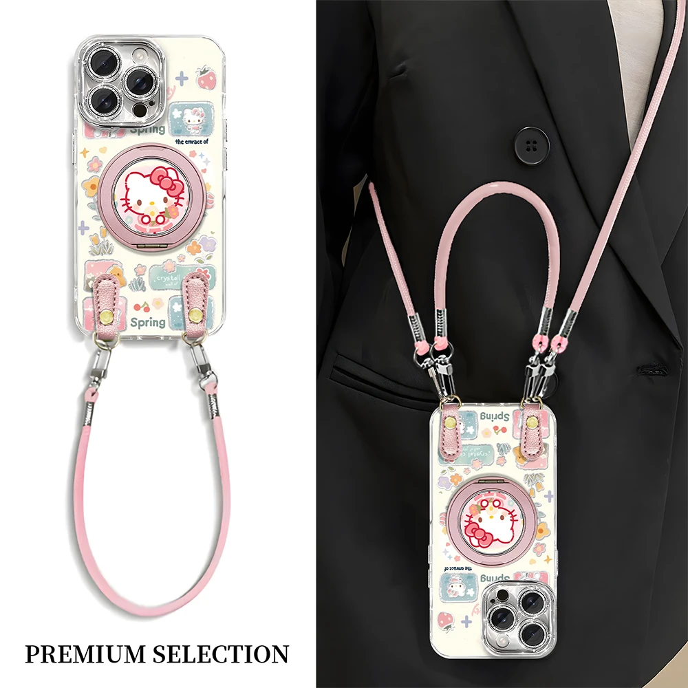 小清新花花KT猫适用VIVO苹果16荣耀OPPO华为P70小米手机壳ZX00423