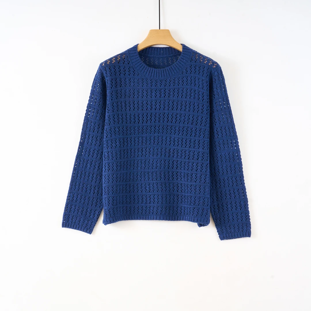 天山【优选】专柜正品镂空套头长袖休闲透气时尚针织衫-YTNL5436T