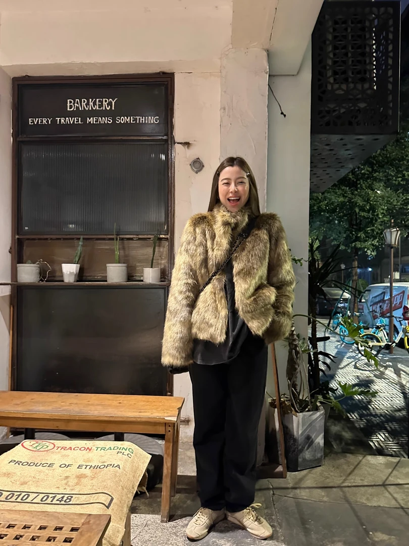 【XIXIN】"中古少女"法式高级感玳瑁复古加厚冬季年轻短款毛毛外套