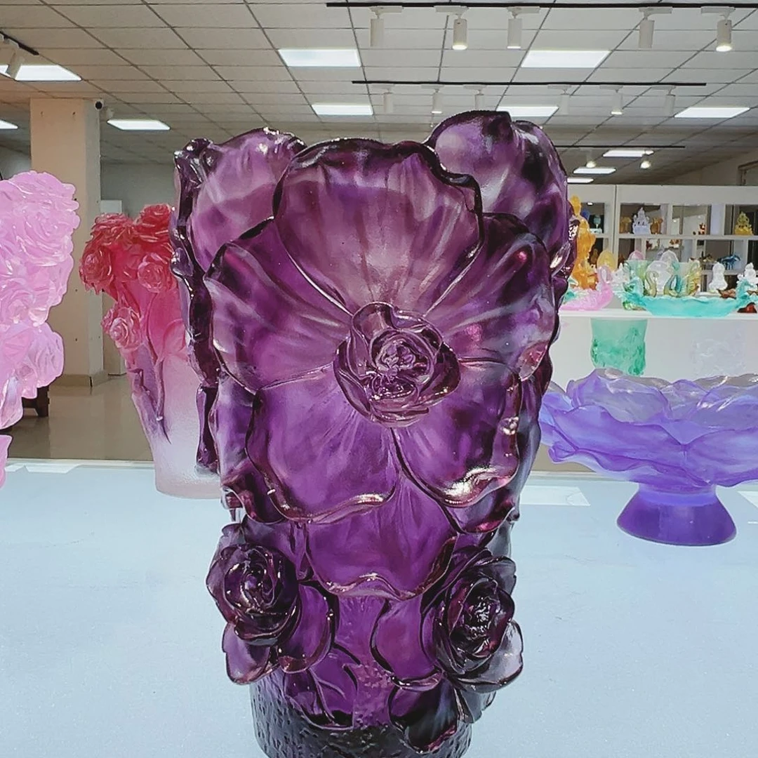 【闪购商品】手工艺品琉璃山茶花花瓶