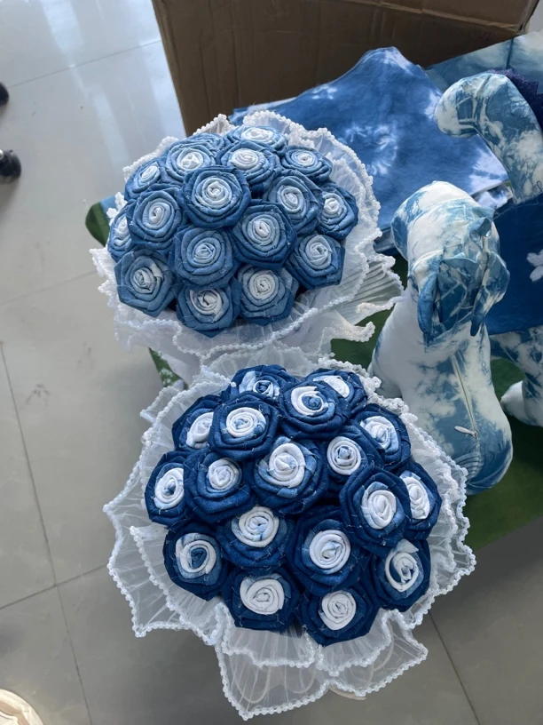定制版扎染玫瑰花（蓝色）