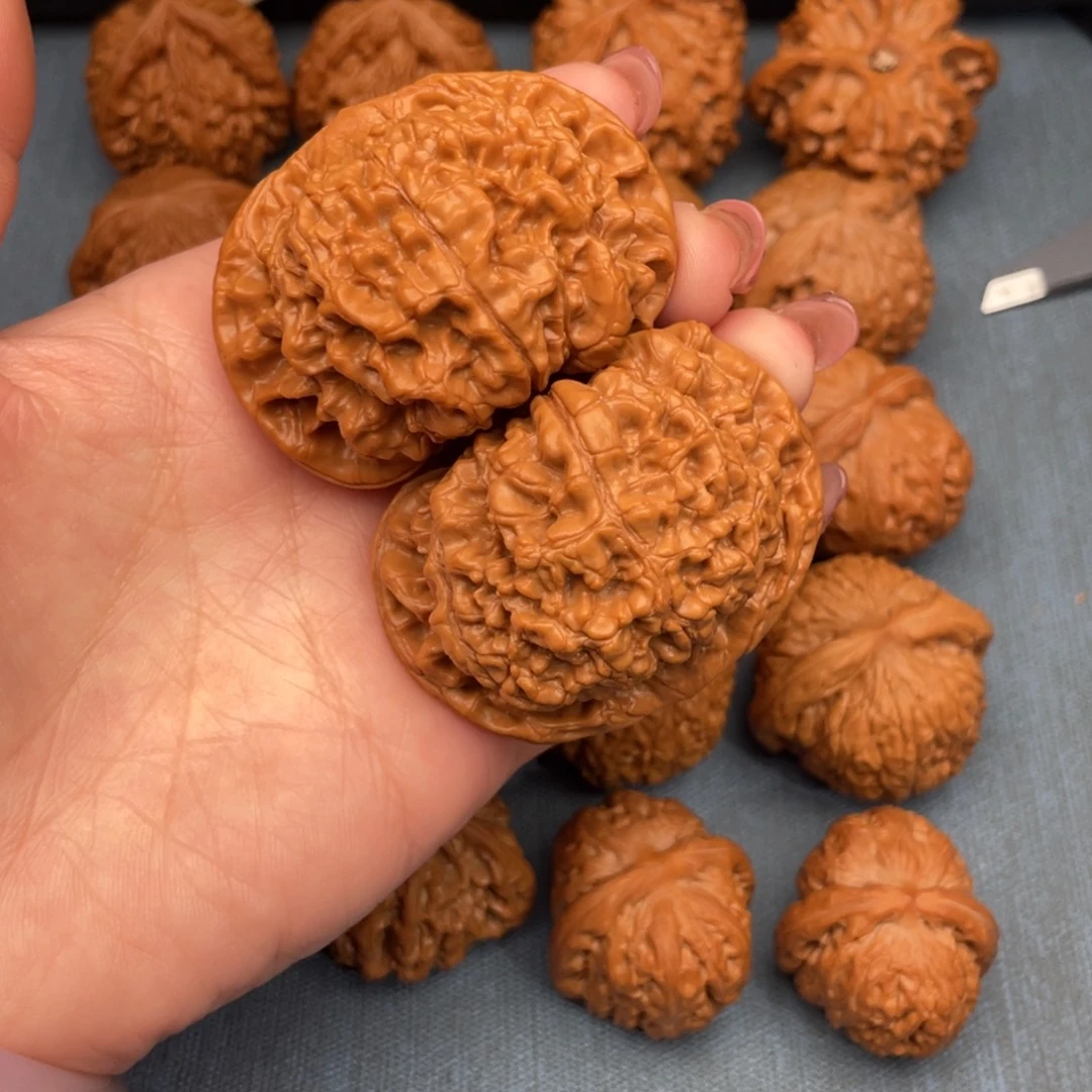 把件文玩核桃全品麒麟纹大官帽53尺51.5克