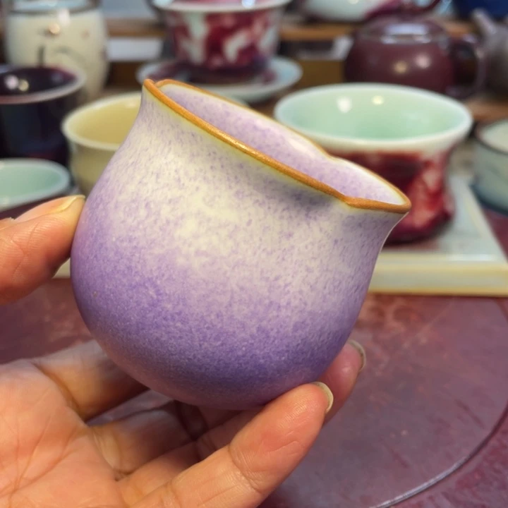摆件钧瓷薰衣草紫玉兰杯