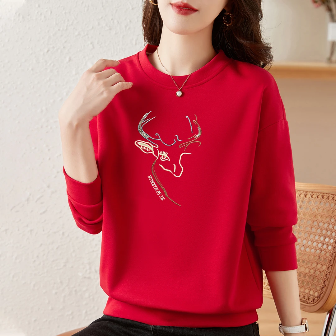 本命年红色衣服洋气新款卫衣女款爆款2024大气上档次减龄薄款外套