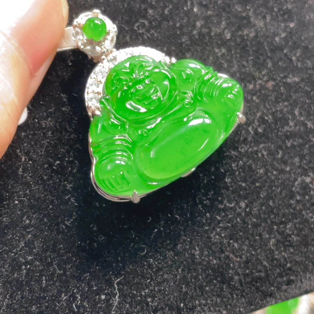 翡翠银S925镶嵌吊坠(不含链)
