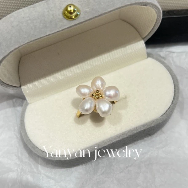 珍珠戒指合集 天然淡水珍珠开口可调节戒指