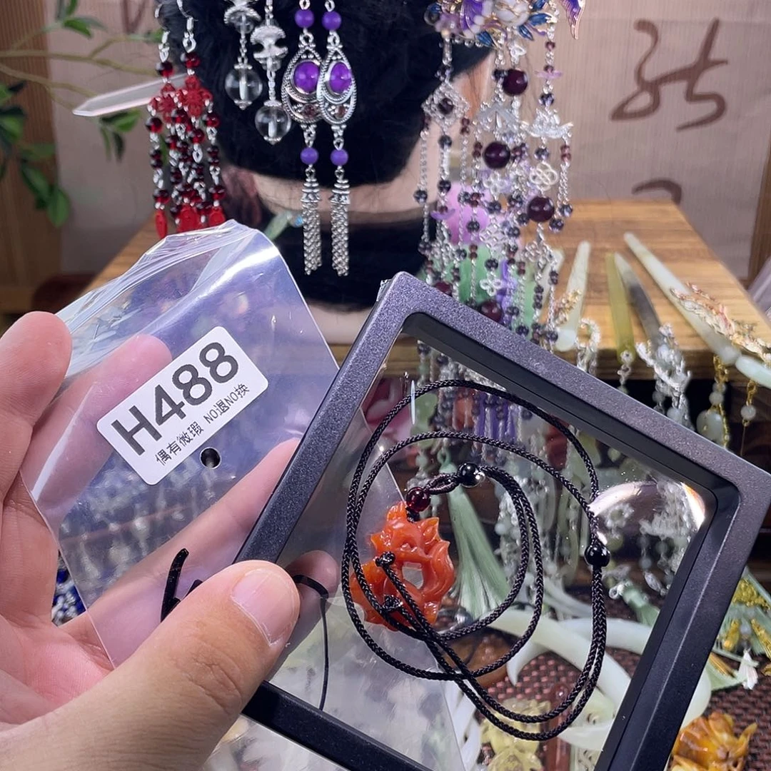 玫***事蛇纹石玉未镶嵌发饰