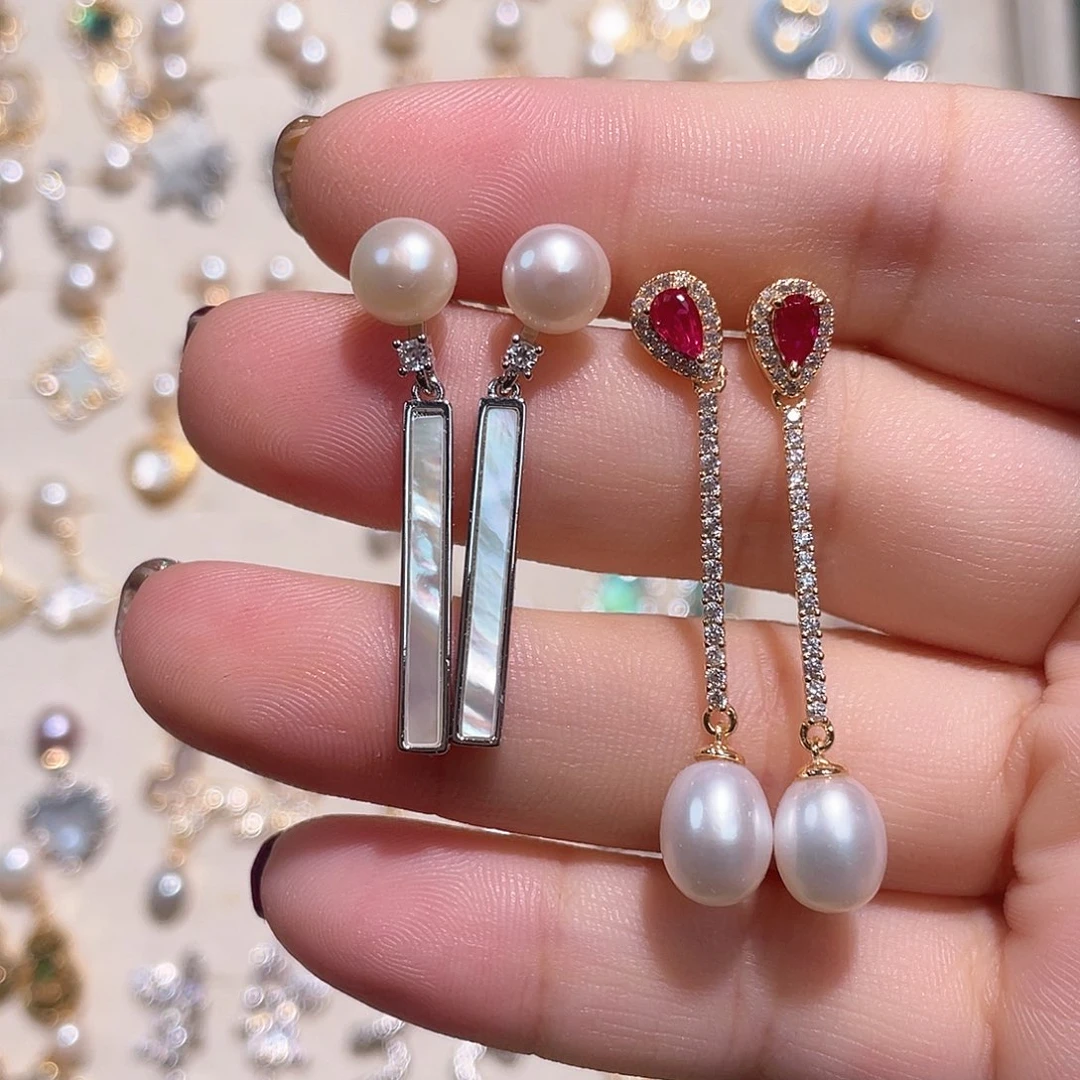 淡水珍珠耳饰合金野*