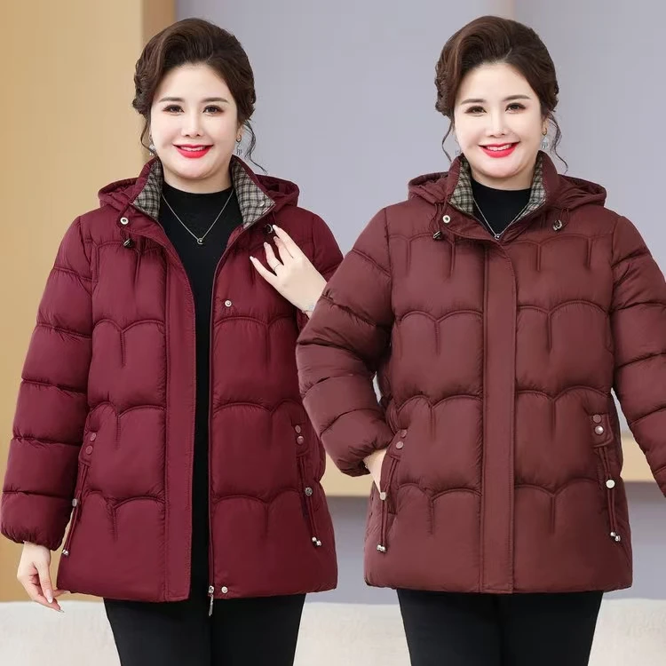 115-240斤加大加肥加大码妈妈装棉衣外套中长款连帽上衣