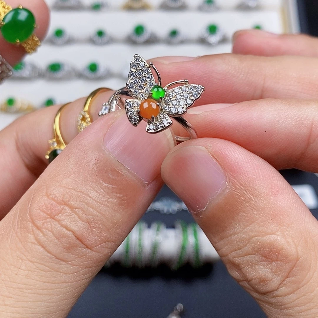 银S925镶嵌戒指翡翠戒指