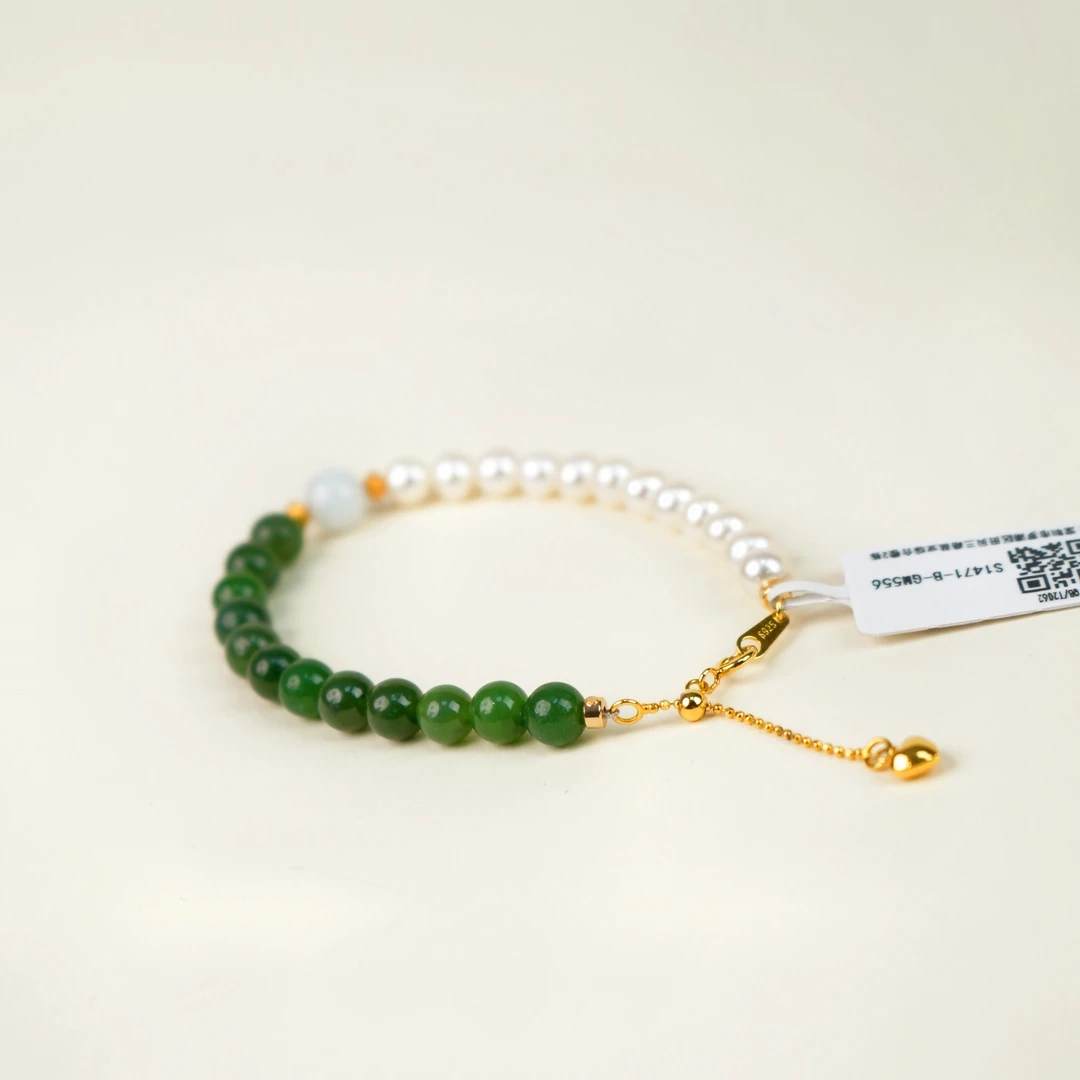 Gloire/古名【小鹿】S925银珍珠5-6mm和田玉手链-S1471