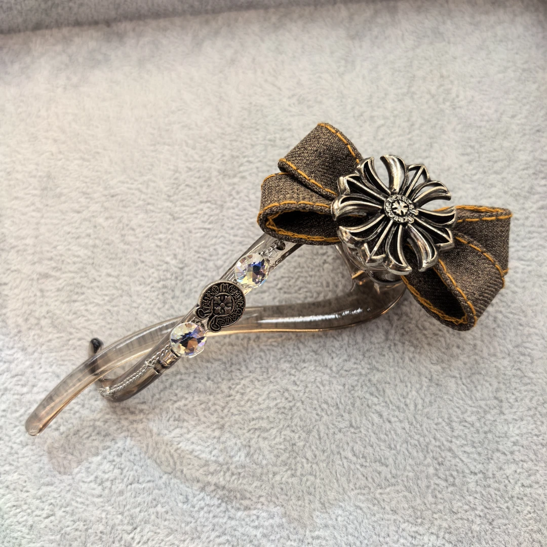 C246咖色蝴蝶结克克闪闪扭扭夹