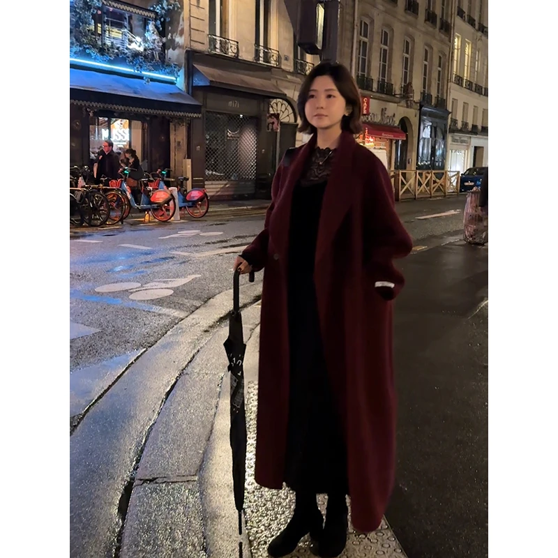 【DIS 定制】【新年战衣】100绵羊毛长款宽松显瘦毛呢外套Z525X21253