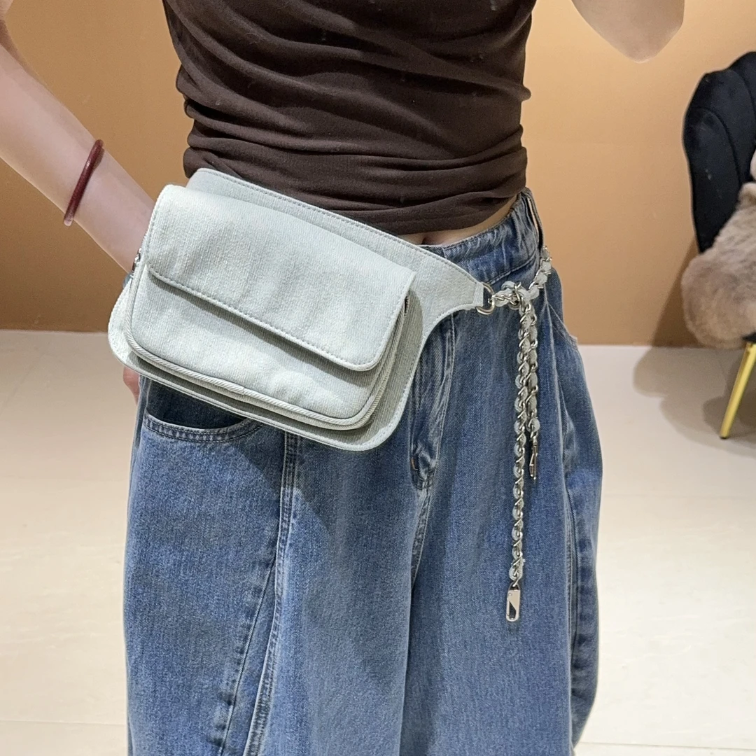 牛仔浅蓝腰包，包胸货号222